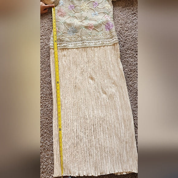 Mary Mcfadden Elegant Floral Embroidered Sequined Dress Sz 8 - Picture 9 of 16